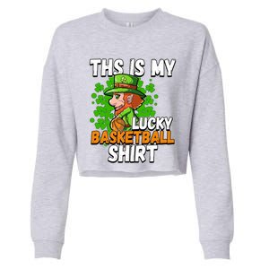 Basketball St Patricks Day Gift Cropped Pullover Crew