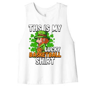 Basketball St Patricks Day Gift Women's Racerback Cropped Tank