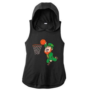 Basketball St Patrick's Day Leprechaun Funny Gift Ladies PosiCharge Tri-Blend Wicking Draft Hoodie Tank