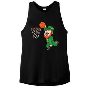 Basketball St Patrick's Day Leprechaun Funny Gift Ladies PosiCharge Tri-Blend Wicking Tank