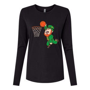 Basketball St Patrick's Day Leprechaun Funny Gift Womens Cotton Relaxed Long Sleeve T-Shirt