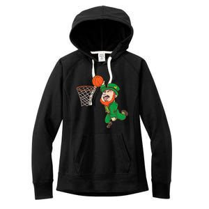 Basketball St Patrick's Day Leprechaun Funny Gift Women's Fleece Hoodie