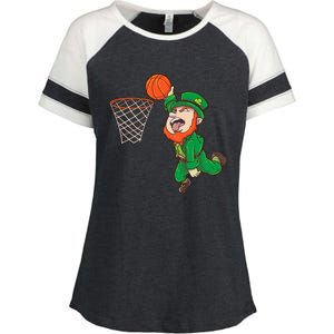 Basketball St Patrick's Day Leprechaun Funny Gift Enza Ladies Jersey Colorblock Tee