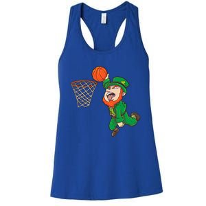 Basketball St Patrick's Day Leprechaun Funny Gift Women's Racerback Tank