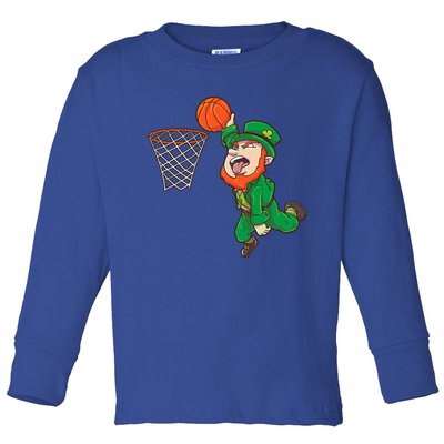 Basketball St Patrick's Day Leprechaun Funny Gift Toddler Long Sleeve Shirt