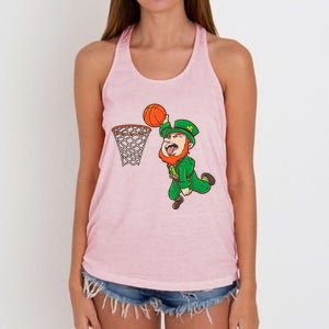 Basketball St Patrick's Day Leprechaun Funny Gift Women's Knotted Racerback Tank