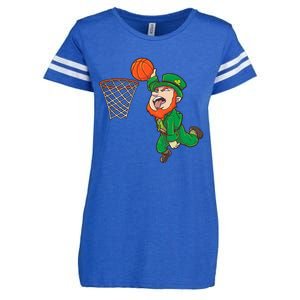 Basketball St Patrick's Day Leprechaun Funny Gift Enza Ladies Jersey Football T-Shirt