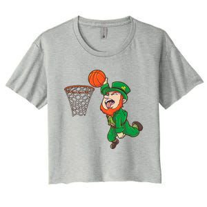 Basketball St Patrick's Day Leprechaun Funny Gift Women's Crop Top Tee