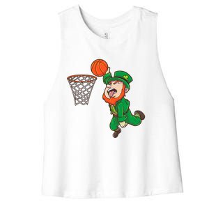 Basketball St Patrick's Day Leprechaun Funny Gift Women's Racerback Cropped Tank