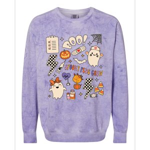 Boo Spooky Peds Crew Ghost Pediatric Nurse Halloween Colorblast Crewneck Sweatshirt