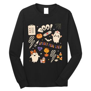 Boo Spooky Peds Crew Ghost Pediatric Nurse Halloween Long Sleeve Shirt