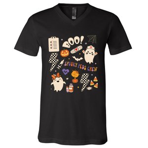 Boo Spooky Peds Crew Ghost Pediatric Nurse Halloween V-Neck T-Shirt