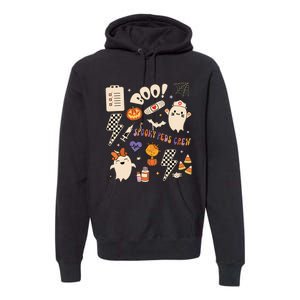 Boo Spooky Peds Crew Ghost Pediatric Nurse Halloween Premium Hoodie