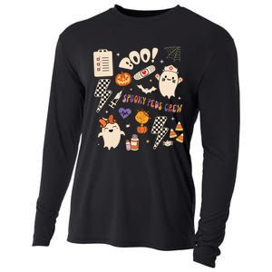 Boo Spooky Peds Crew Ghost Pediatric Nurse Halloween Cooling Performance Long Sleeve Crew