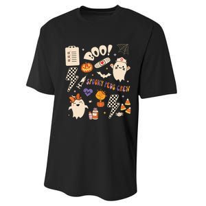 Boo Spooky Peds Crew Ghost Pediatric Nurse Halloween Performance Sprint T-Shirt