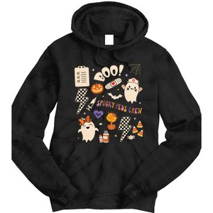 Boo Spooky Peds Crew Ghost Pediatric Nurse Halloween Tie Dye Hoodie