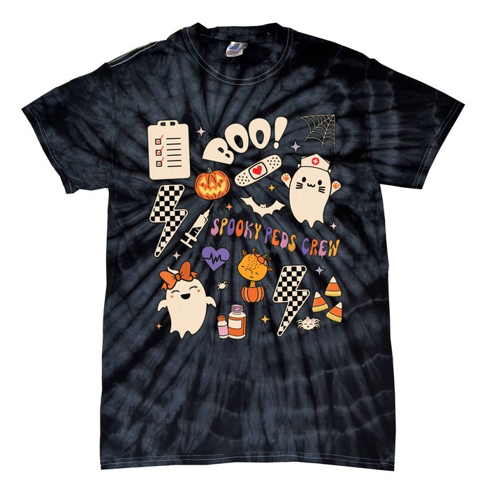 Boo Spooky Peds Crew Ghost Pediatric Nurse Halloween Tie-Dye T-Shirt