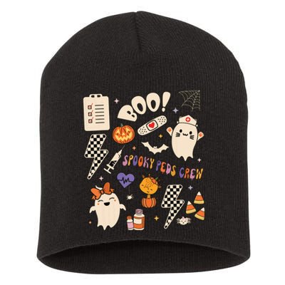 Boo Spooky Peds Crew Ghost Pediatric Nurse Halloween Short Acrylic Beanie