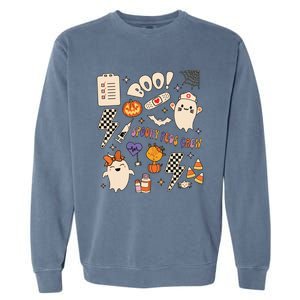 Boo Spooky Peds Crew Ghost Pediatric Nurse Halloween Garment-Dyed Sweatshirt