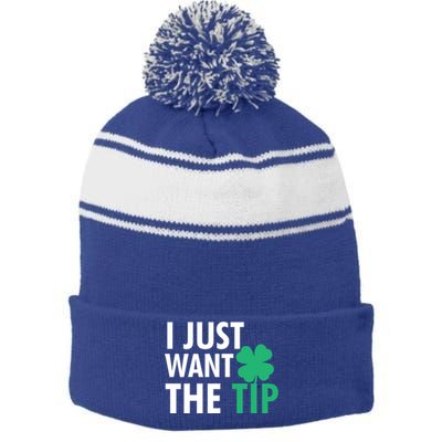 Bartender St Patricks Day Gift Funny Just The Tip Gift Stripe Pom Pom Beanie