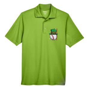 Baseball St Patrick's Day Ball Leprechaun Hat Catcher Lover Sport Men's Origin Performance Pique Polo