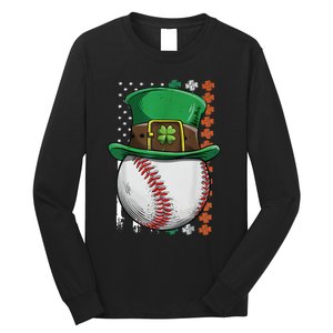 Baseball St Patrick's Day Ball Leprechaun Hat Catcher Lover Sport Long Sleeve Shirt