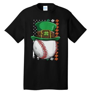 Baseball St Patrick's Day Ball Leprechaun Hat Catcher Lover Sport Tall T-Shirt