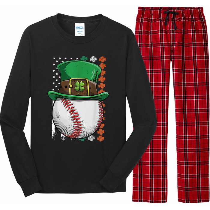 Baseball St Patrick's Day Ball Leprechaun Hat Catcher Lover Sport Long Sleeve Pajama Set