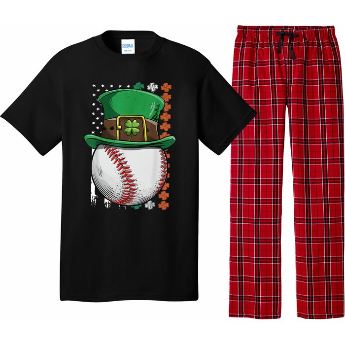 Baseball St Patrick's Day Ball Leprechaun Hat Catcher Lover Sport Pajama Set