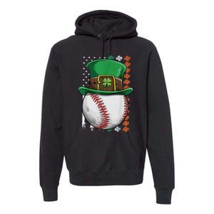 Baseball St Patrick's Day Ball Leprechaun Hat Catcher Lover Sport Premium Hoodie