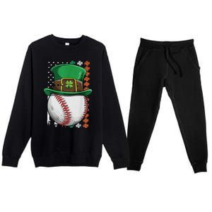 Baseball St Patrick's Day Ball Leprechaun Hat Catcher Lover Sport Premium Crewneck Sweatsuit Set