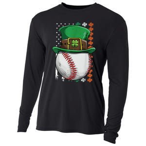 Baseball St Patrick's Day Ball Leprechaun Hat Catcher Lover Sport Cooling Performance Long Sleeve Crew