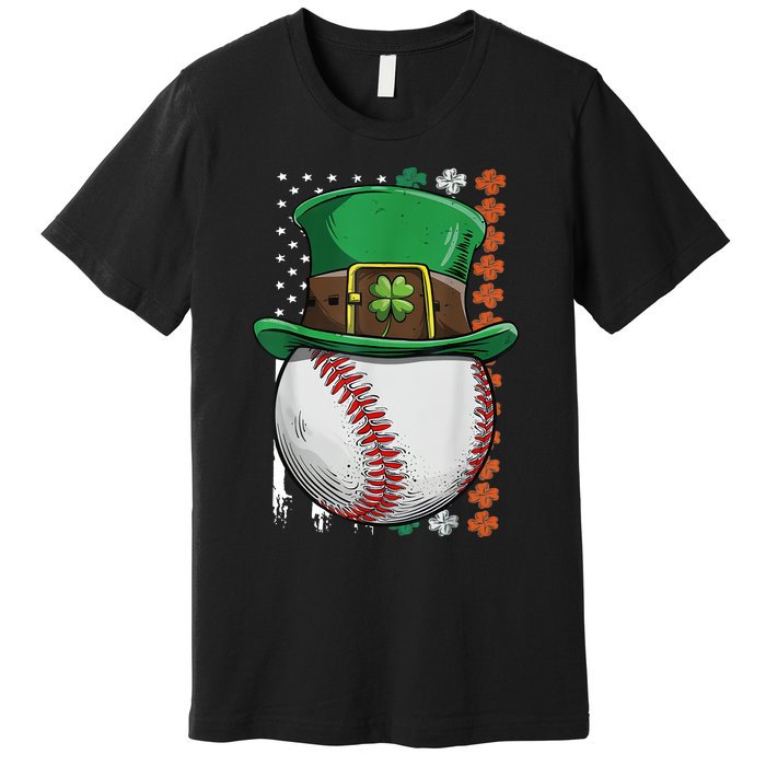 Baseball St Patrick's Day Ball Leprechaun Hat Catcher Lover Sport Premium T-Shirt