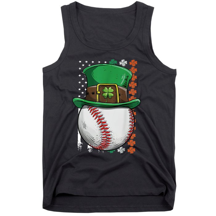 Baseball St Patrick's Day Ball Leprechaun Hat Catcher Lover Sport Tank Top