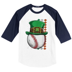 Baseball St Patrick's Day Ball Leprechaun Hat Catcher Lover Sport Baseball Sleeve Shirt