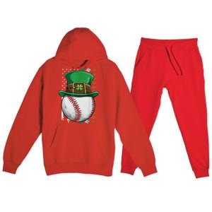 Baseball St Patrick's Day Ball Leprechaun Hat Catcher Lover Sport Premium Hooded Sweatsuit Set