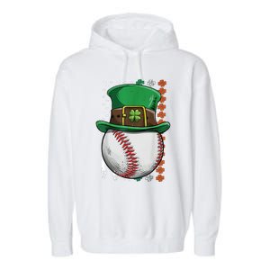 Baseball St Patrick's Day Ball Leprechaun Hat Catcher Lover Sport Garment-Dyed Fleece Hoodie