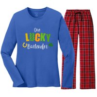 Bartender St Patricks' Day Cute Bartending Irish Pub Cute Gift Women's Long Sleeve Flannel Pajama Set 