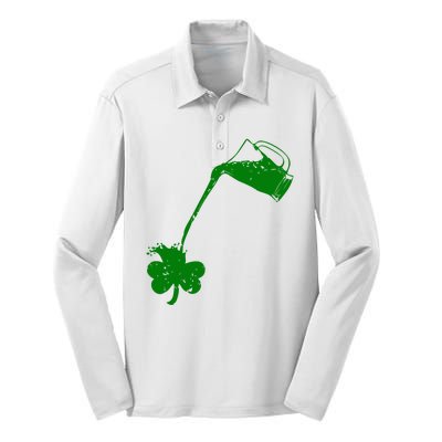 Beer St Patricks Day Holiday Silk Touch Performance Long Sleeve Polo