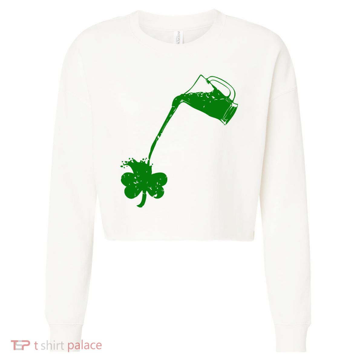 Beer St Patricks Day Holiday Cropped Pullover Crew