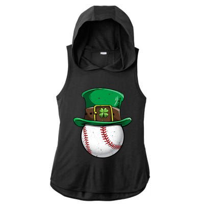 Baseball St Patricks Day Ball Leprechaun Catcher Gift Ladies PosiCharge Tri-Blend Wicking Draft Hoodie Tank