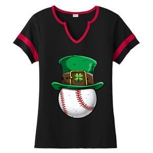 Baseball St Patricks Day Ball Leprechaun Catcher Gift Ladies Halftime Notch Neck Tee