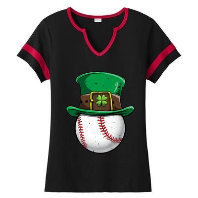 Baseball St Patricks Day Ball Leprechaun Catcher Gift Ladies Halftime Notch Neck Tee