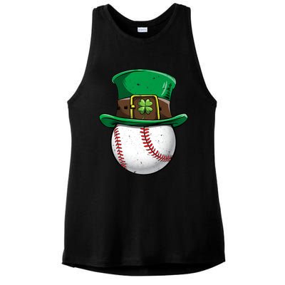 Baseball St Patricks Day Ball Leprechaun Catcher Gift Ladies PosiCharge Tri-Blend Wicking Tank