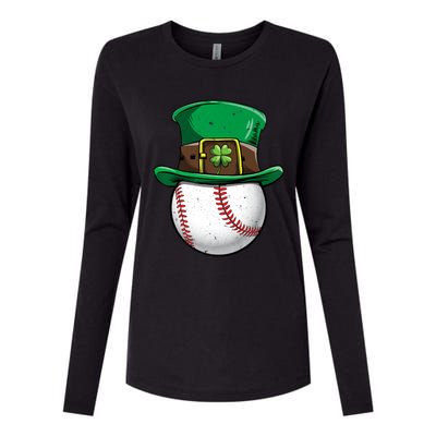 Baseball St Patricks Day Ball Leprechaun Catcher Gift Womens Cotton Relaxed Long Sleeve T-Shirt