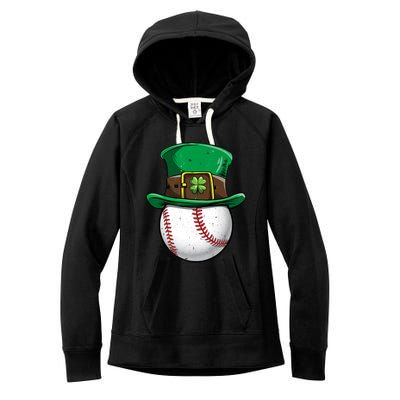 Baseball St Patricks Day Ball Leprechaun Catcher Gift Women's Fleece Hoodie