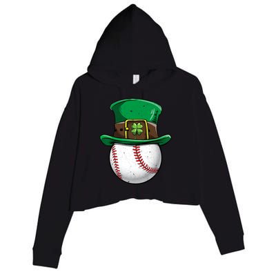 Baseball St Patricks Day Ball Leprechaun Catcher Gift Crop Fleece Hoodie