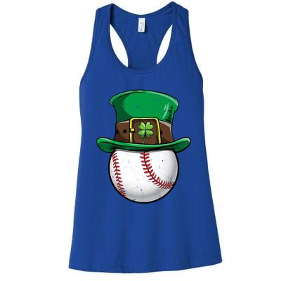 Baseball St Patricks Day Ball Leprechaun Catcher Gift Women's Racerback Tank