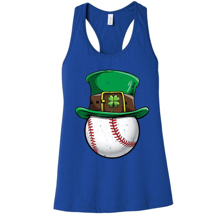 Baseball St Patricks Day Ball Leprechaun Catcher Gift Women's Racerback Tank