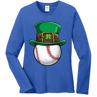 Baseball St Patricks Day Ball Leprechaun Catcher Gift Ladies Long Sleeve Shirt